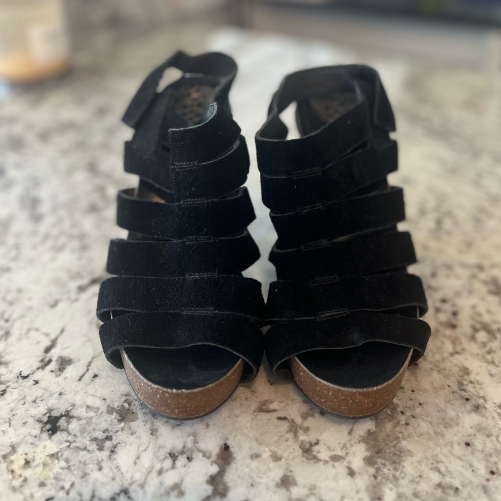 Vince Camuto Black Heels with Suede Straps